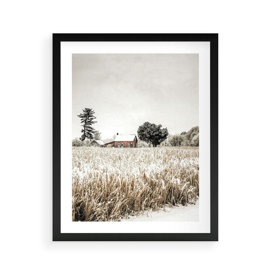 Plakat w ramie 40x50 - Idylliczna Zima - zima, krajobraz zimowy - rama czarna