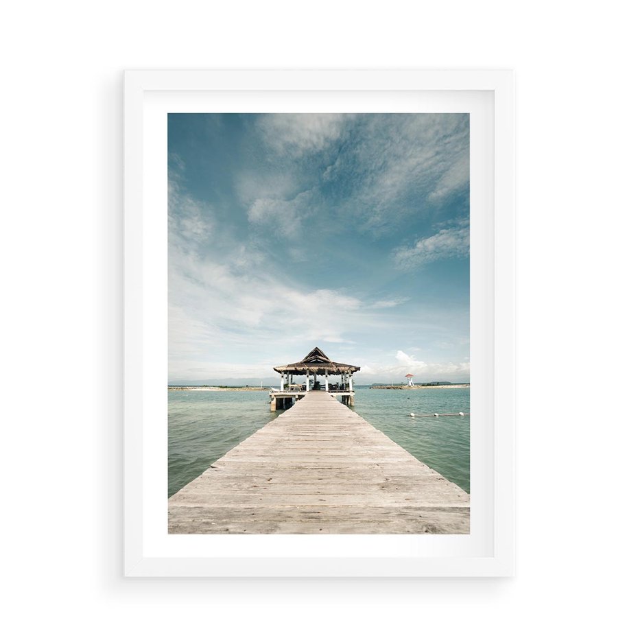 Plakat w ramie 50x70 - Magia Morza i Piękno Plaży - Hawaje, morze - rama biała