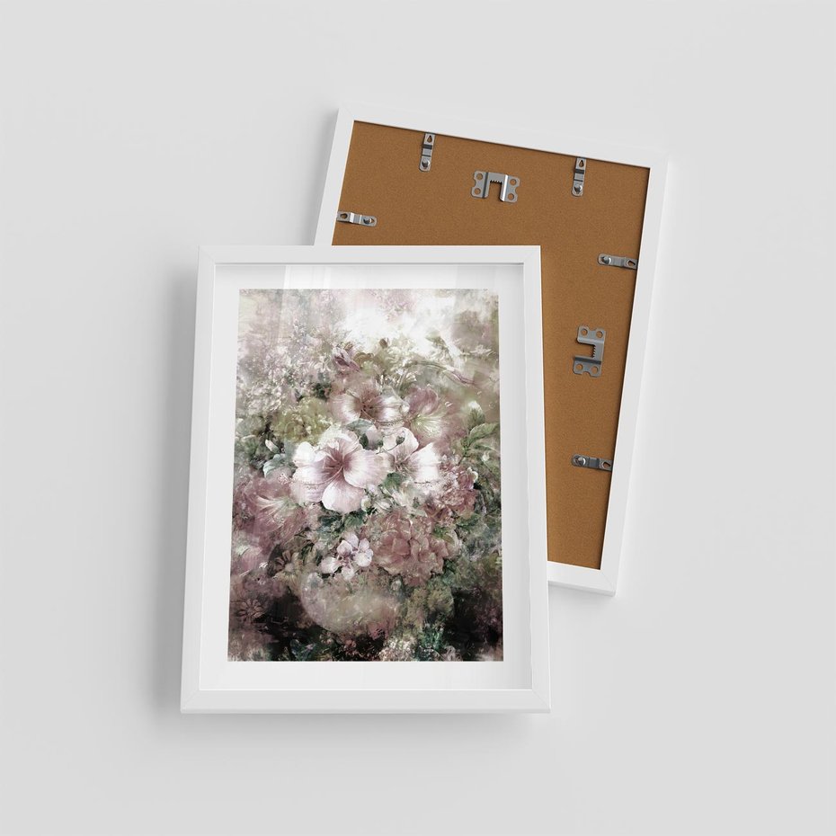 Plakat w ramie 30x40 - Piękno natury na płótnie - kwiaty, olejne - rama biała