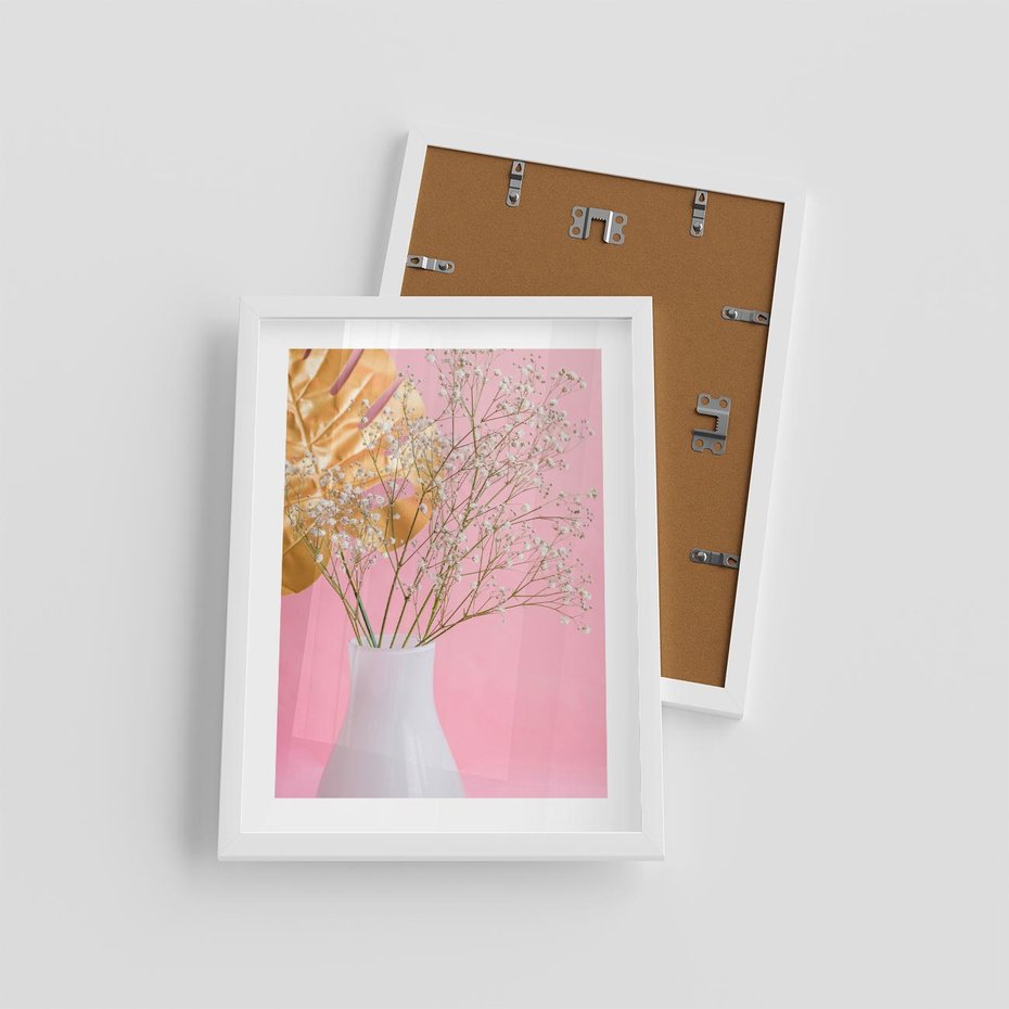 Plakat w ramie 30x40 - Przyjemność Złotej Natury - złote, liście - rama biała