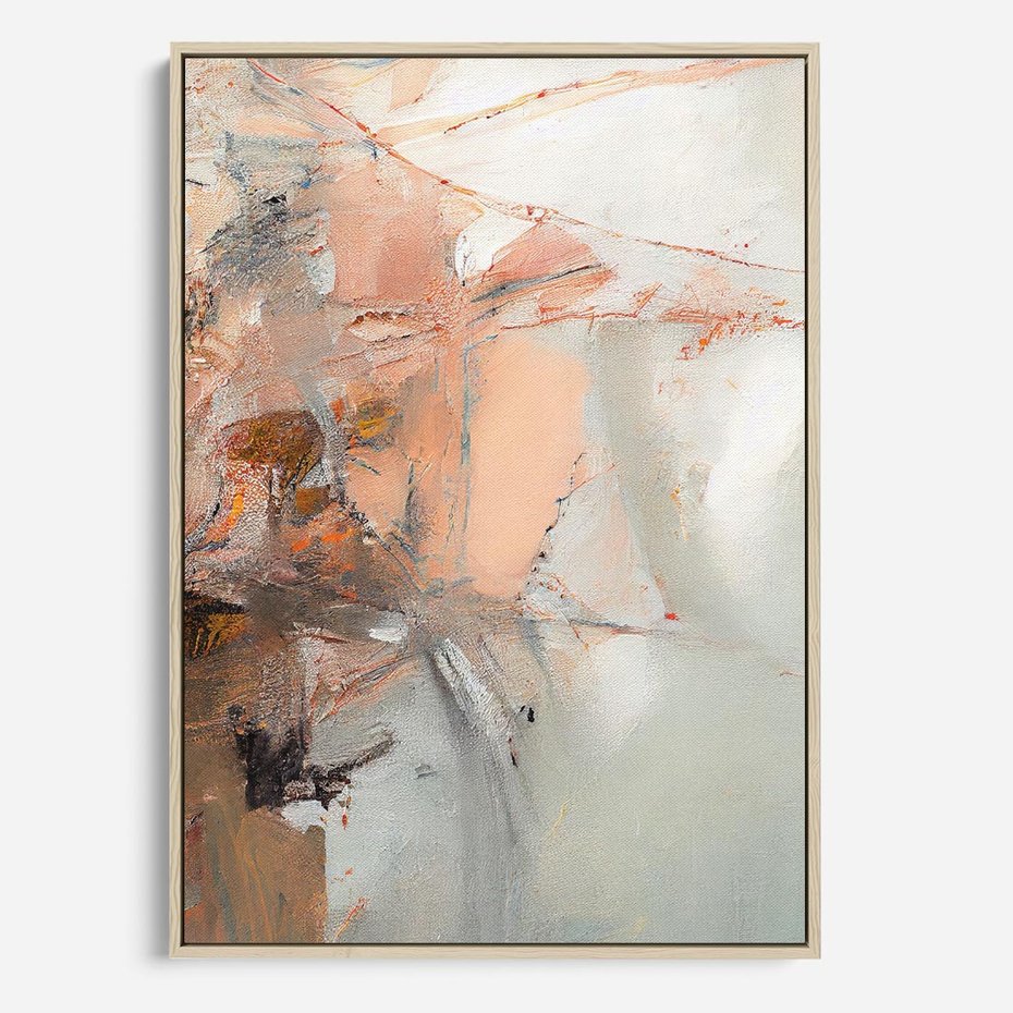 Obraz w ramie 50x70 - Taniec księżycowego pyłu - abstrakcja, tekstury farb - rama drewno