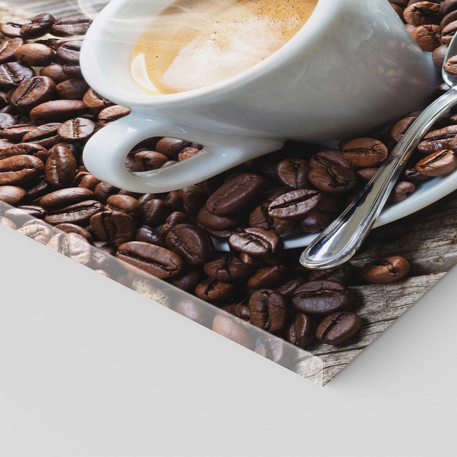 Obraz na płótnie 100x70 - Kawa w filiżance: aromatyczna chwila - kawa, filiżanka