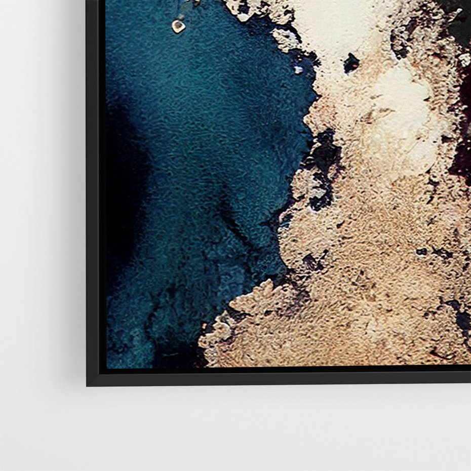 Obraz w ramie 50x70 - Elegancki Impuls - abstrakcyjne plamy, rozlana farba - rama czarna