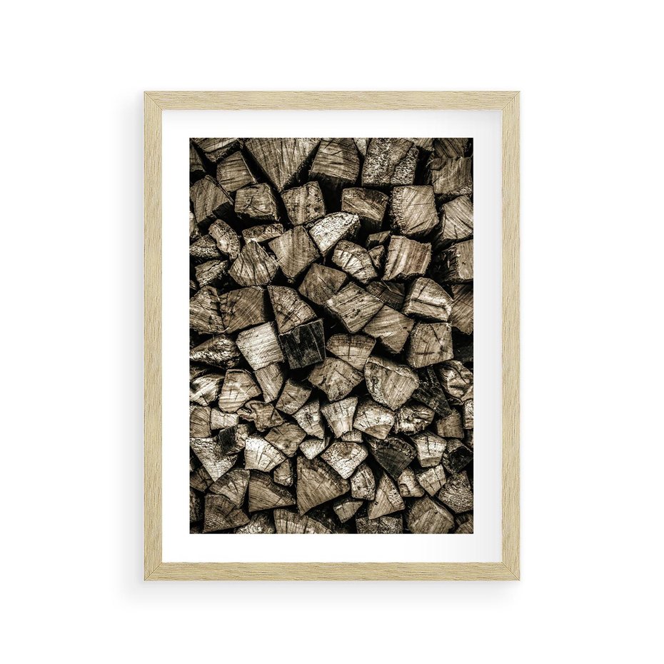 Plakat w ramie 30x40 - Piękno Drewna - belki drewna, drewno - rama drewno
