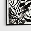 Obraz w ramie 50x50 - Czarne Liście - akwarelowy obraz, czarno biały - rama czarna