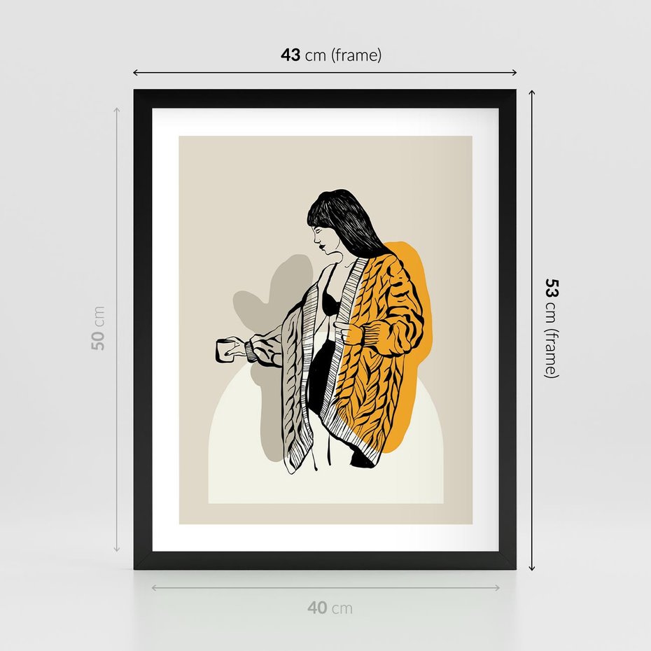 Plakat w ramie 40x50 - Żółte Akcenty w Grafice - grafika, minimalizm - rama czarna