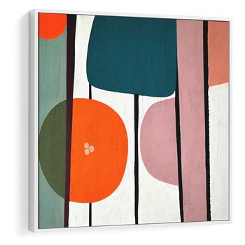 Obraz w ramie 50x50 - Migotliwa Aura Serca - abstrakcyjny obraz olejny, dziwne formy - rama biała