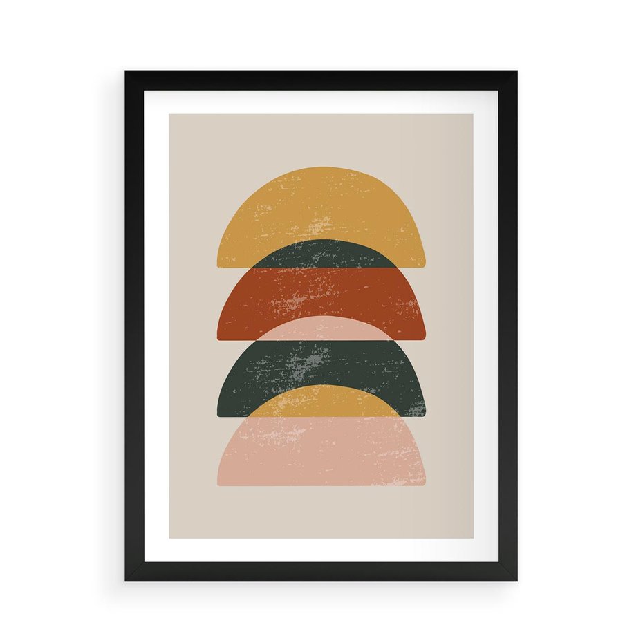 Plakat w ramie 50x70 - Energetyczne Wzory - nowoczesny plakat, abstrakcyjne kształty - rama czarna