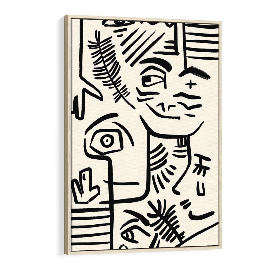 Obraz w ramie 70x100 - Ekspresyjne Odbicia Współczesności - abstrakcyjna grafika, minimalizm - rama drewno