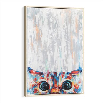 Obraz w ramie 70x100 - Co ja Widzę - obraz olejny, śmieszny obraz kota - rama drewno