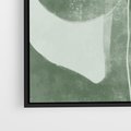 Obraz w ramie 50x50 - Nurtująca Kompozycja Zieleni - abstrakcyjne delikatne zielone linie, podobne do gałęzi kwiatów - rama czarna