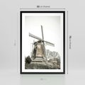 Plakat w ramie 50x70 - Wiejska Idylla z Młynem - wiatrak, młyn - rama czarna