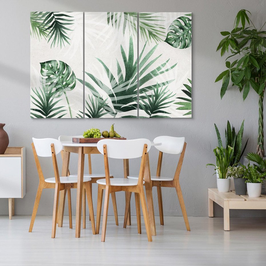 Obraz na płótnie 120x80 - Tropikalne Akwarele - tropikalne liście, akwarela