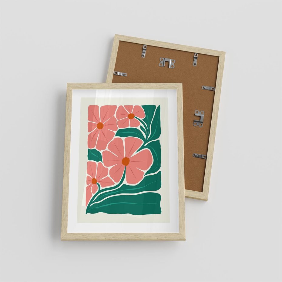 Plakat w ramie 30x40 - Energiczne Opowieści - kwiaty, sztuka nowoczesna - rama drewno