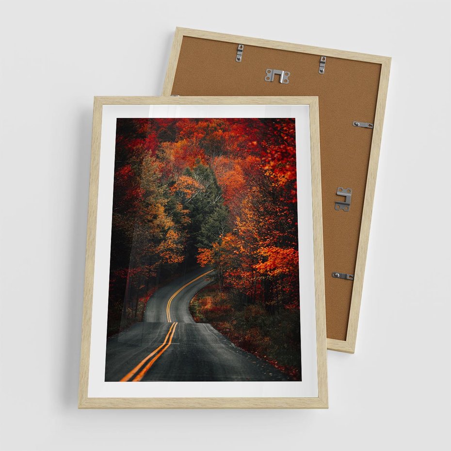 Plakat w ramie 50x70 - Jesienne Podróżowanie - fotografia, jesień - rama drewno