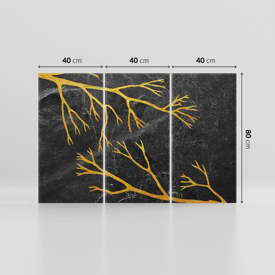 Obraz na płótnie 120x80 - Marmurowe Drzewa Snu - złote gałęzie, drzewa