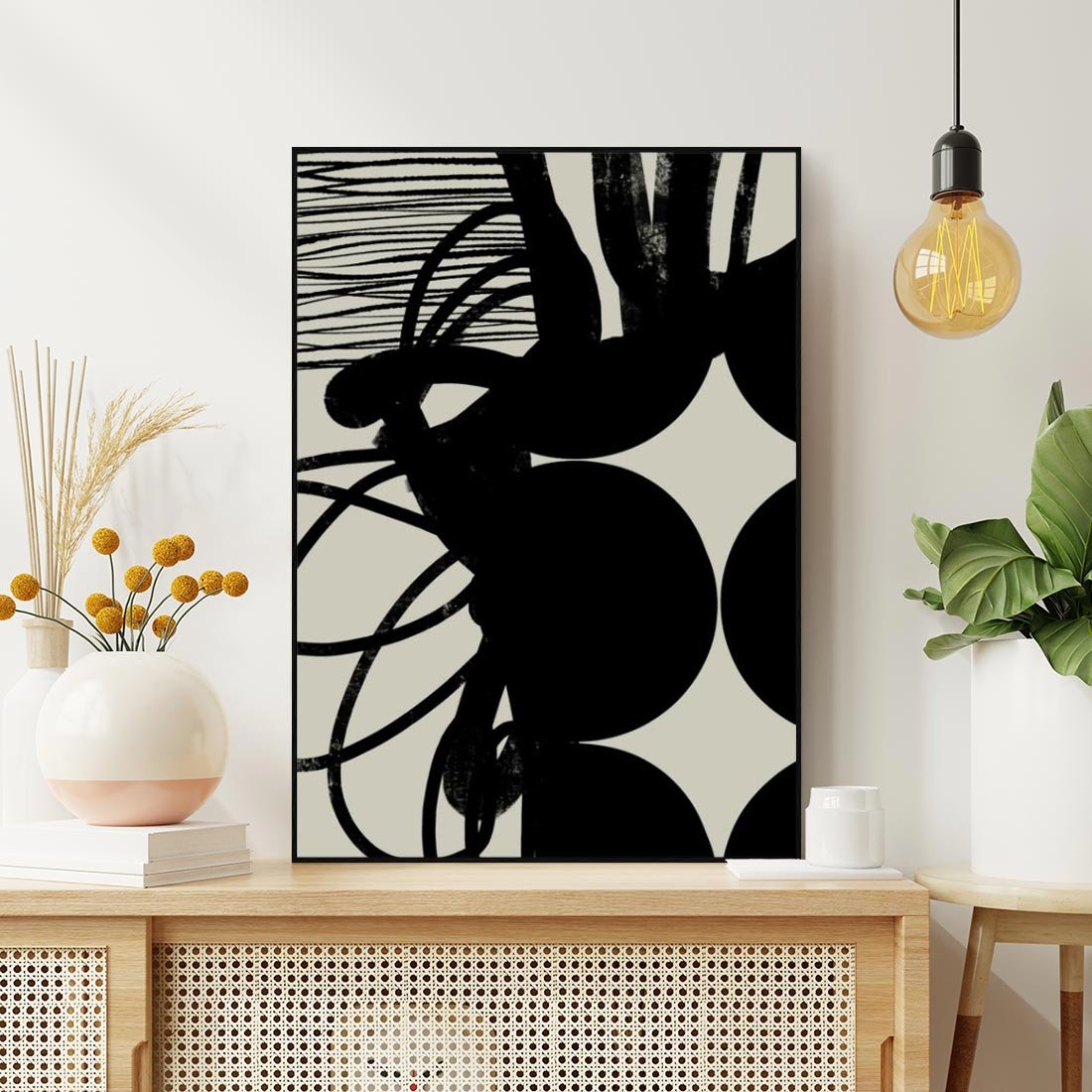 Obraz w ramie 50x70 - Modernistyczne Refleksje - abstrakcja, mroczny klimat - rama czarna