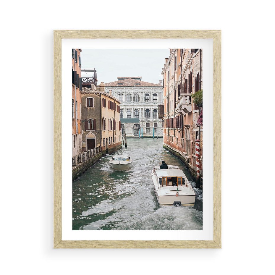 Plakat w ramie 50x70 - Wenecja na Twojej Ścianie - wenecja, kanały - rama drewno