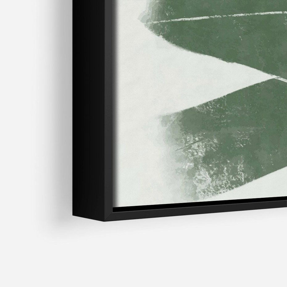 Obraz w ramie 50x70 - Zielone Refleksje - abstrakcja, zgaszony zielony kolor - rama czarna