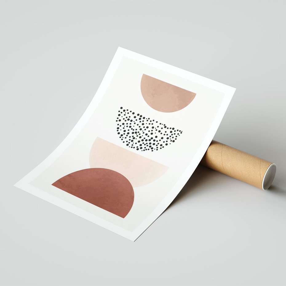 Plakat bez ramy 30x40 - Geometryczna Harmonia w Brązach i Beżach - geometryczne kształty, brązy i beże