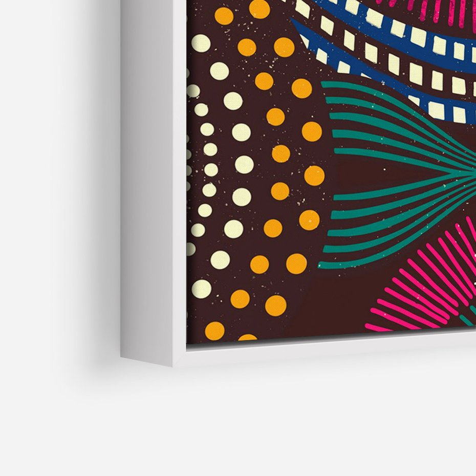 Obraz w ramie 80x120 - Energia Wzorców - enticzne wzory, kształty - rama biała