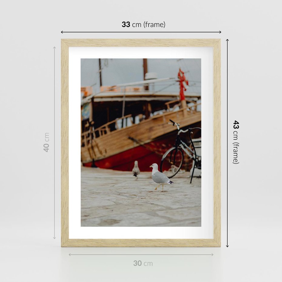 Plakat w ramie 30x40 - Przygoda na Horyzoncie - port, statek - rama drewno