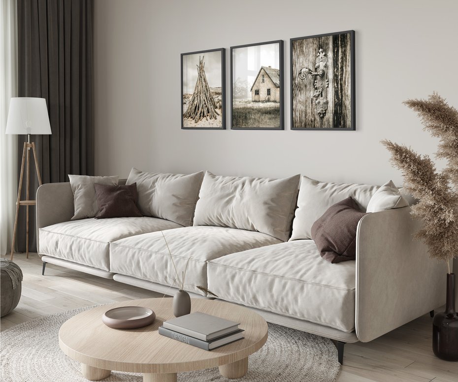 Zestaw obrazy w ramie 50x70 galeria - Chata, stara, retro, klamka - rama czarna