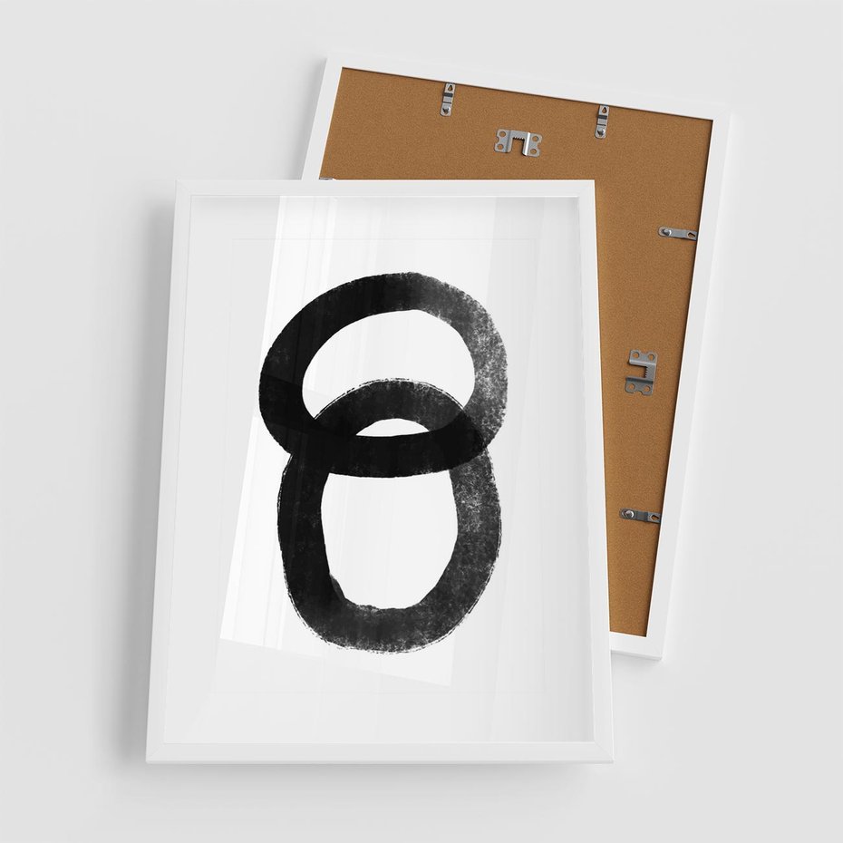 Plakat w ramie 50x70 - Kształtując Granice - abstrakcja, minimalizm - rama biała