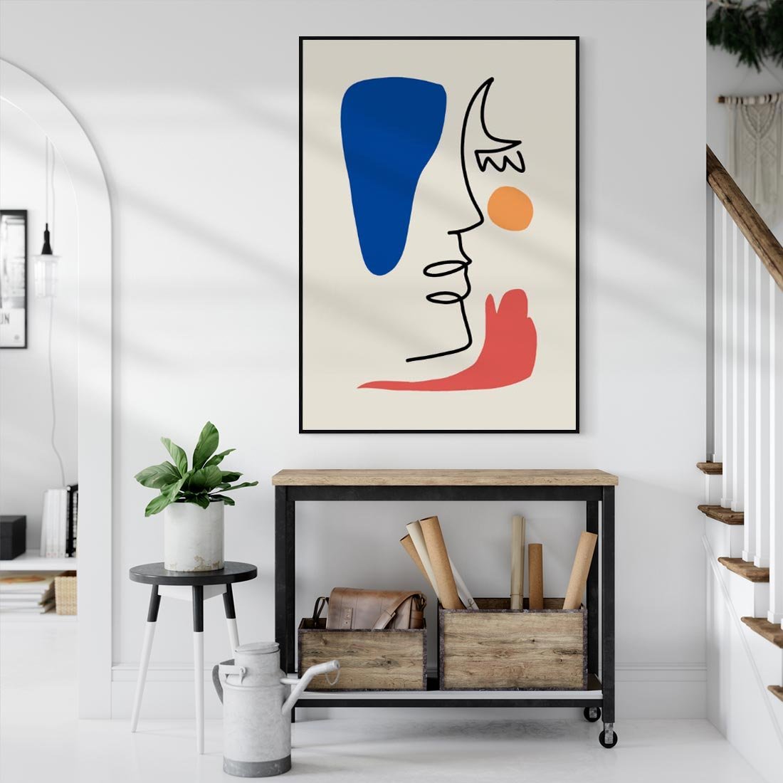 Obraz w ramie 70x100 - Rozbijające Symfonie Form - abstrakcyjny obraz, przypomina twarz - rama czarna