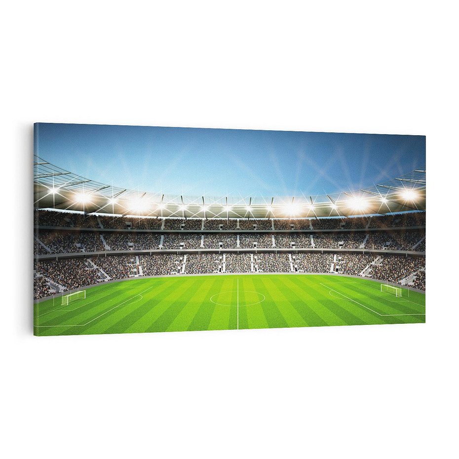 Obraz na płótnie 100x50 - Magia Piłkarskiego Stadionu: Sport i Emocje - stadion, piłka