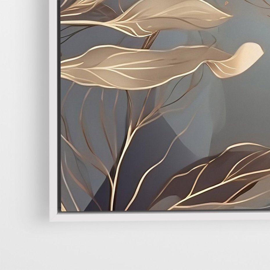 Obraz w ramie 80x120 - Ekspresjonistyczny deszcz uczuć - grafika, złote kwiaty - rama biała