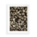 Plakat w ramie 50x70 - Piękno Drewna - belki drewna, drewno - rama biała