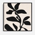 Obraz w ramie 50x50 - Wibracje Akwarelowych Ścieżek - abstrakcyjny minimalistyczna kwiat, czarno biały plakat - rama czarna