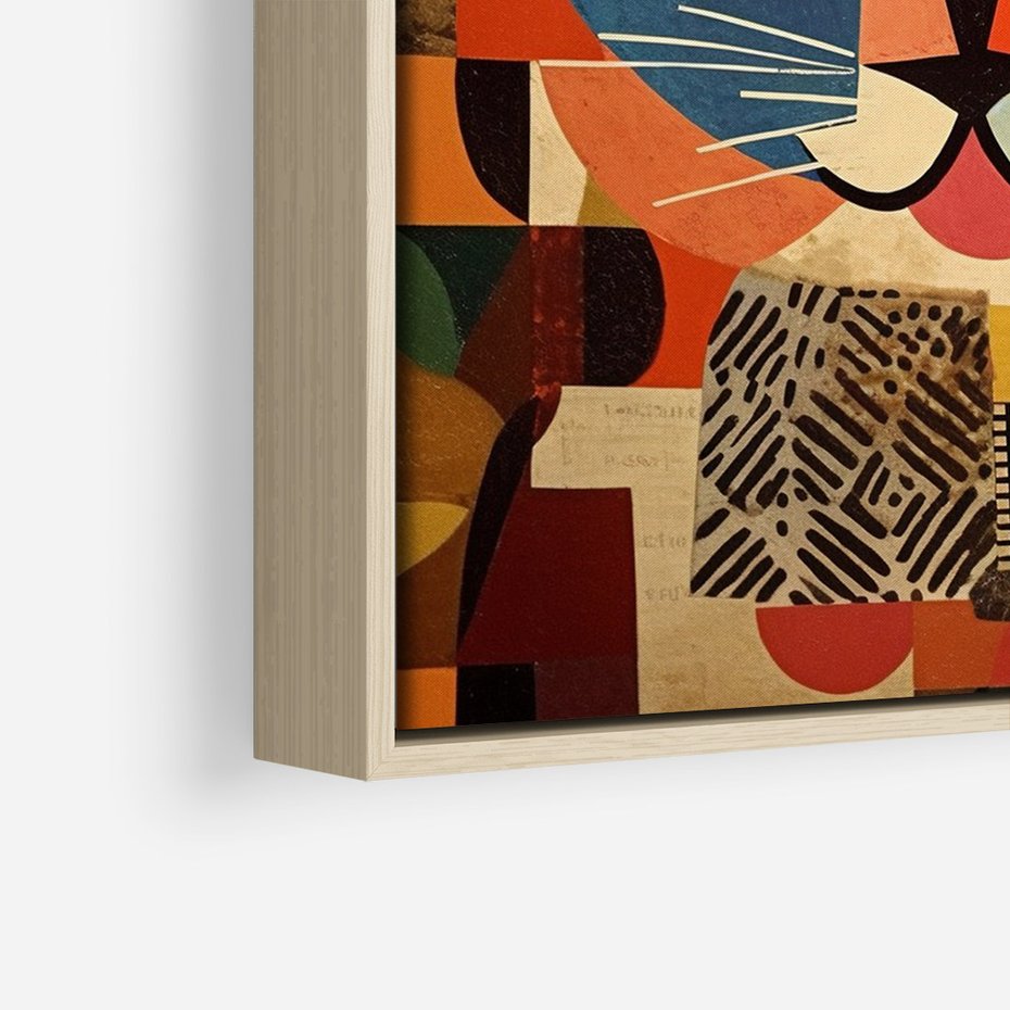 Obraz w ramie 50x70 - Impresje Nieznanych Odniesień - abstrakcyjny obraz olejny, kot - rama drewno