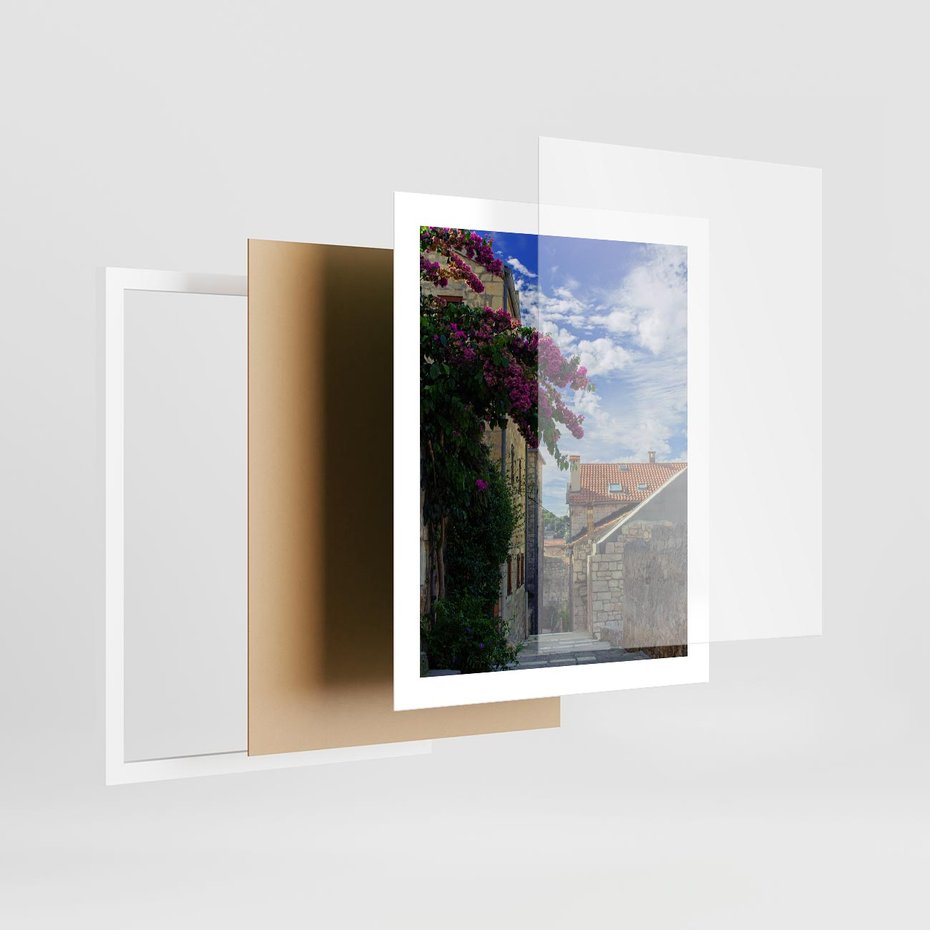 Plakat w ramie 40x50 - Uliczka: perspektywa w mieście - uliczka, perspektywa - rama biała