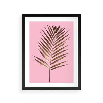 Plakat w ramie 40x50 - Promienie złotej palmy - złota, palma - rama czarna