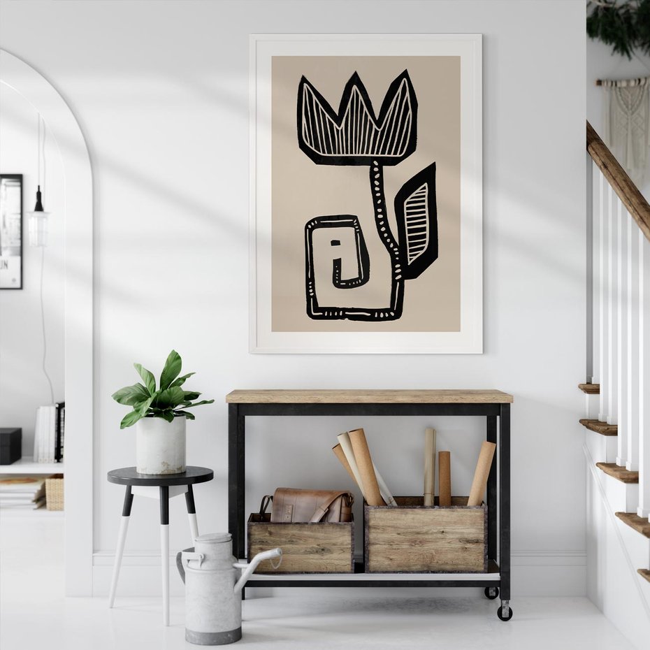 Plakat w ramie 30x40 - Migotliwa Symfonia Kwiatu - kwiat, nowoczesna grafika - rama biała