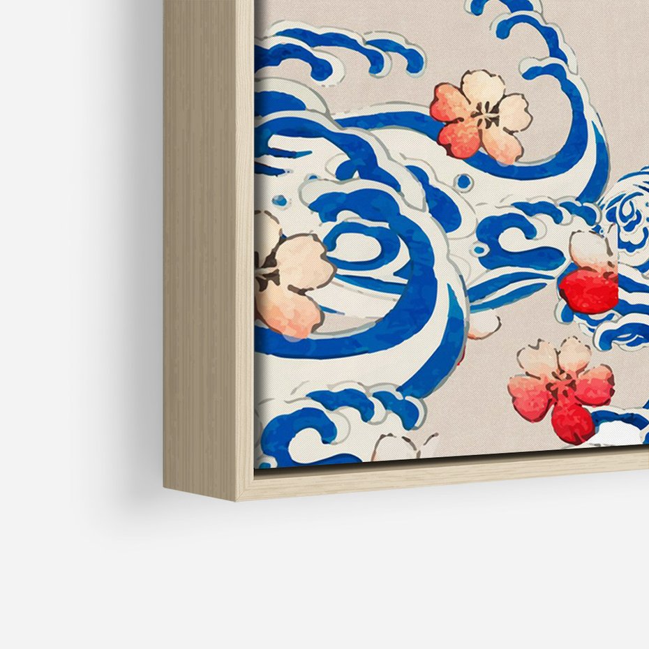 Obraz w ramie 70x100 - Japońska Harmonia: Falujące Kwiaty - japonia, orientalne kwiaty wiśni - rama drewno