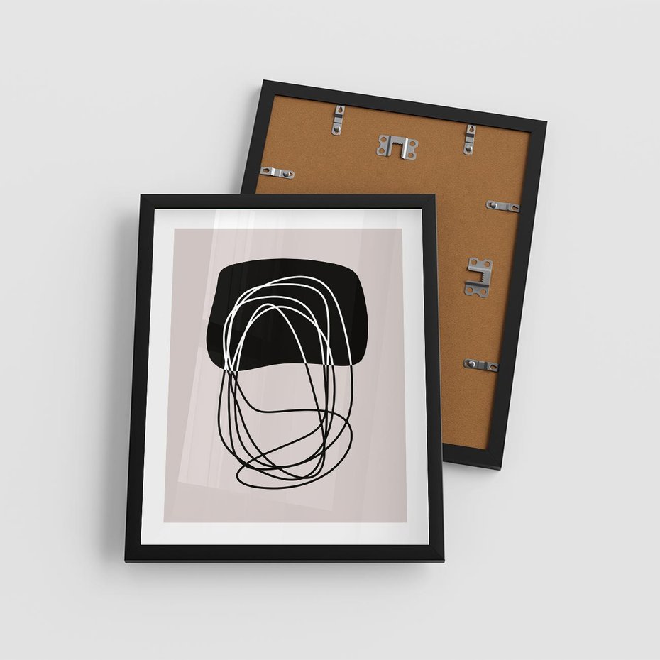 Plakat w ramie 40x50 - Strukturalne Kontrasty - abstrakcyjne szkicowane linie, minimalizm - rama czarna