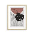Plakat w ramie 30x40 - Nowoczesna Monstera: Szkic w Grafice - nowoczesna grafika, monstera - rama drewno