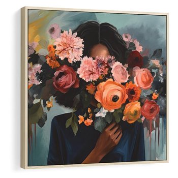 Obraz w ramie 50x50 - Ukryte Emocje - obraz, akwarela - rama drewno