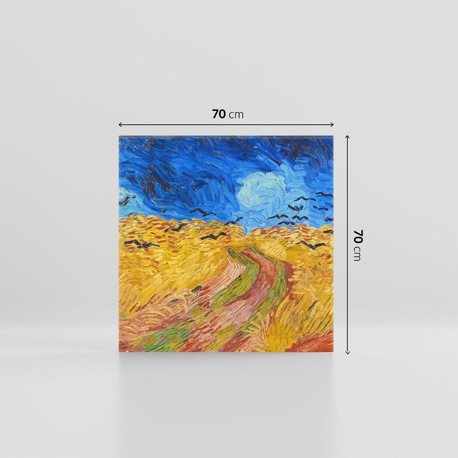 Obraz na płótnie 70x70 - "Wheatfield with Crows" (1890) Vincent van Gogh - Reprodukcja - reprodukcja, obraz na płótnie
