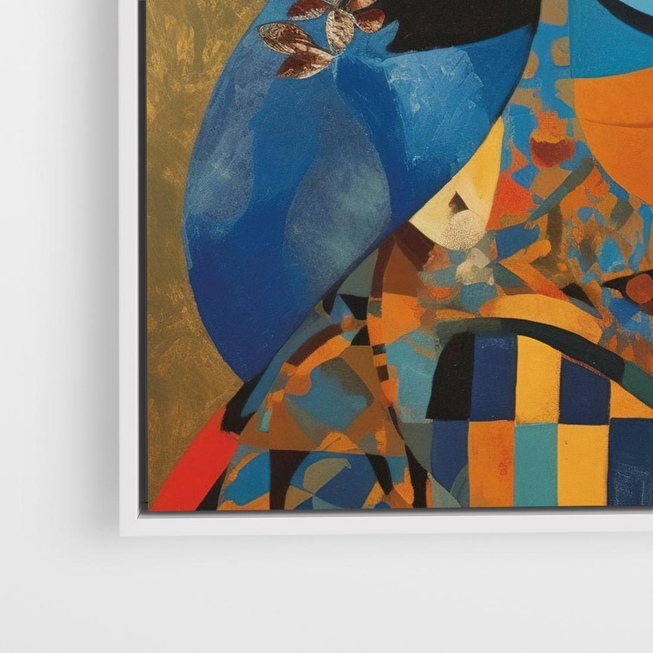 Obraz w ramie 50x50 - Impresje Cichego Szeptu - abstrakcyjny obraz, portret kobiety - rama biała