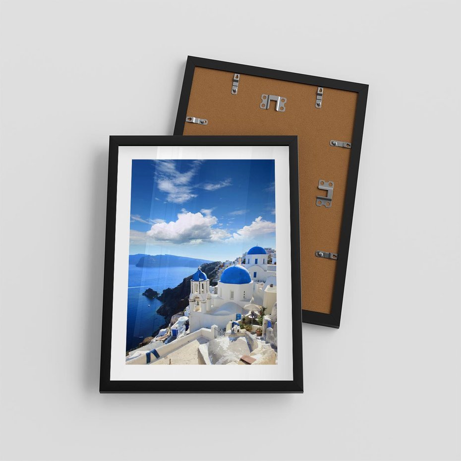 Plakat w ramie 30x40 - Magiczne Widoki - Santorini, perspektywa - rama czarna