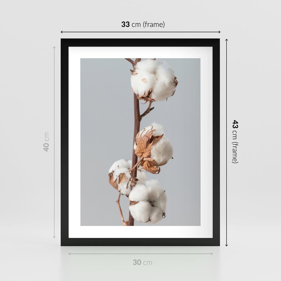 Plakat w ramie 30x40 - Bawełniana boho miękkość - bawełna, boho - rama czarna