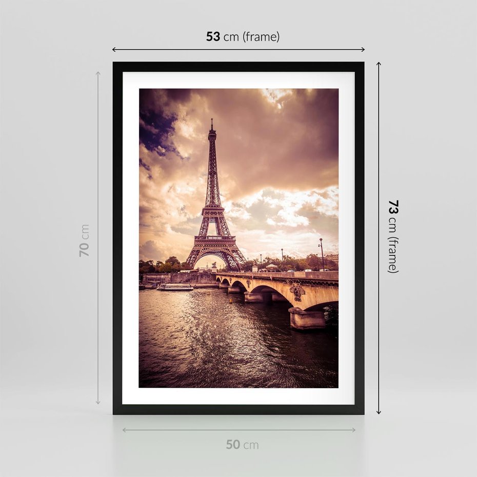Plakat w ramie 50x70 - Eiffla: ikona Paryża - Eiffla, Paryż - rama czarna