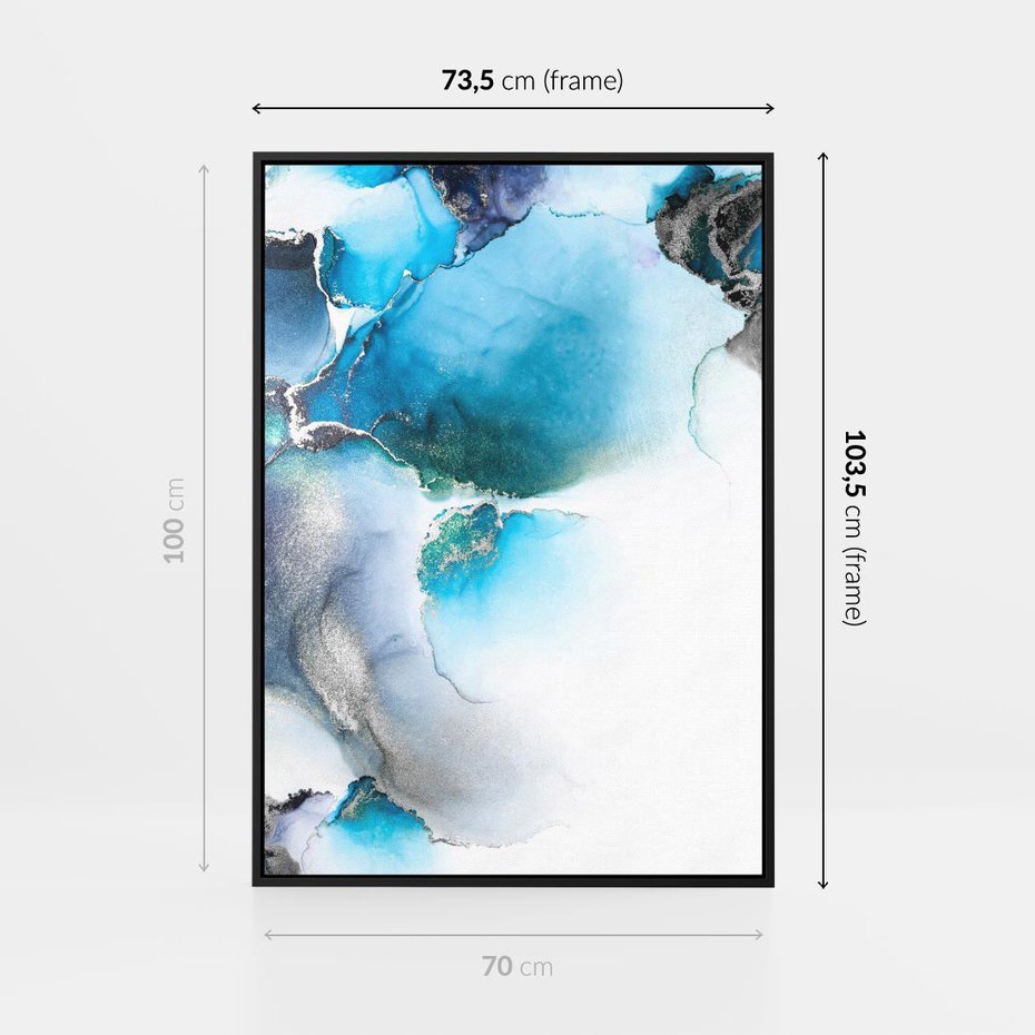 Obraz w ramie 70x100 - Marmur złotą akwarelą - marmur, akwarela - rama czarna