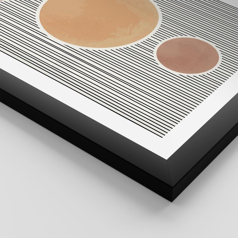 Plakat w ramie 50x70 - Taniec Linii - abstrakcyjna nowoczesna sztuka, koła okręgi - rama czarna