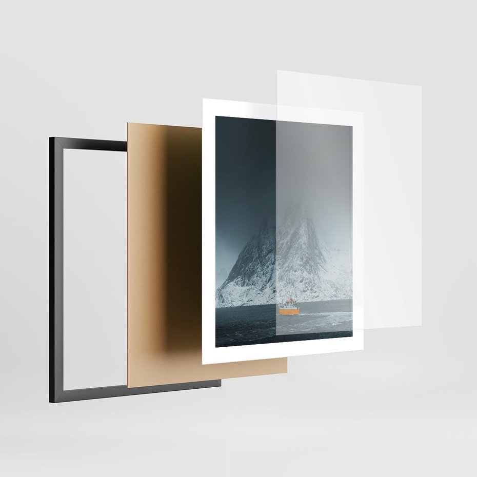 Plakat w ramie 40x50 - Skandynawski pejzaż - skadynawski, pejzaż - rama czarna
