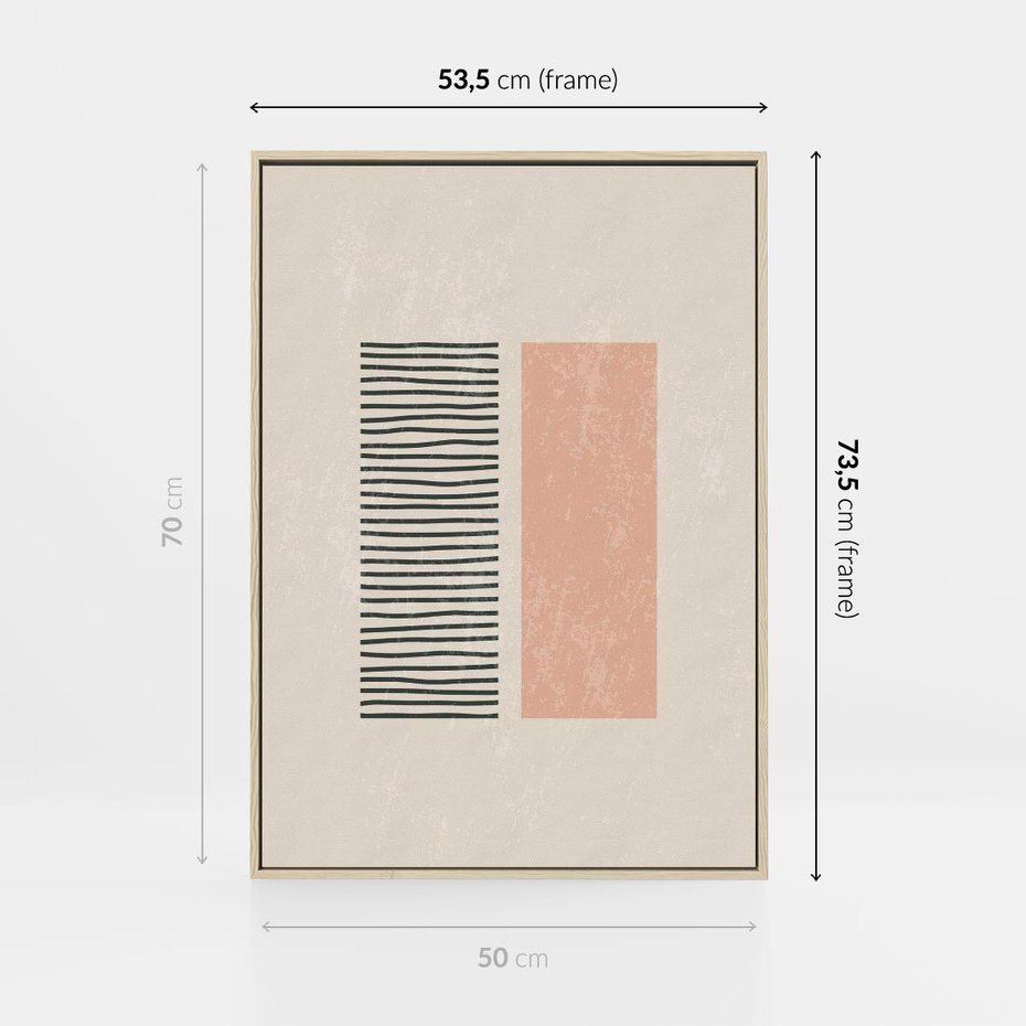 Obraz w ramie 50x70 - Przenikająca Kreatywność - nowoczesna sztuka, minimalizm - rama drewno